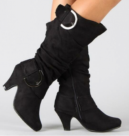 BLOCK ZIPPER HEEL BOOTS