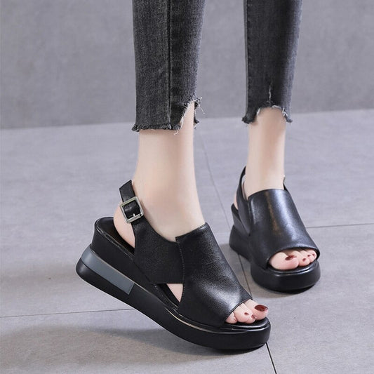 NOBEL PREMIUM CASUAL LEATHER PLATFORM SANDALS